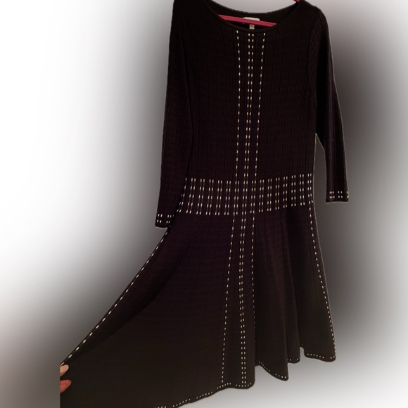 Monsoon Black Fine Knit Long Sleeve Skater Dress XL - Picture 4 of 8